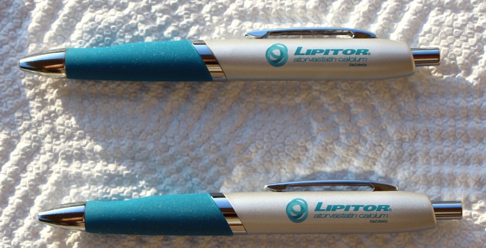 Drug Rep 2 LIPITOR Heavy Metal Brushed Silver Beautiful Pens