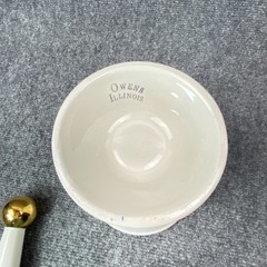 Owens Illinois RX Porcelain Pharmacy Mortar Pestle White Gold Apothecary Vtg