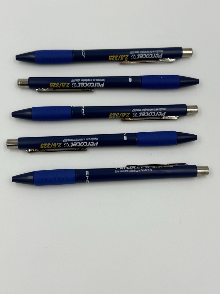 Lot of 5 PERCOCET Pharmaceutical Promo Ink Pen Black ink