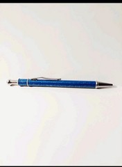 Vintage Pfizer Zoloft Marbled Blue Metal Click Ballpoint Pen Drug Rep Pharmacy