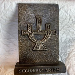 Vintage Tinactin Apothecary Brass Paperweights „Secundum Artem“ 1978 Vineagar