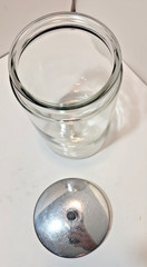 Vtg Profex Apothecary Medical Glass Jar Canister with Stainless Steel Lid 8×5″