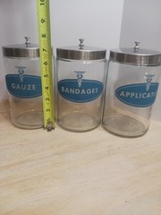 VTG PROFEX ’40s-’50s Glass Apothecary Dental Jar Containers Medical USA Set Of 3