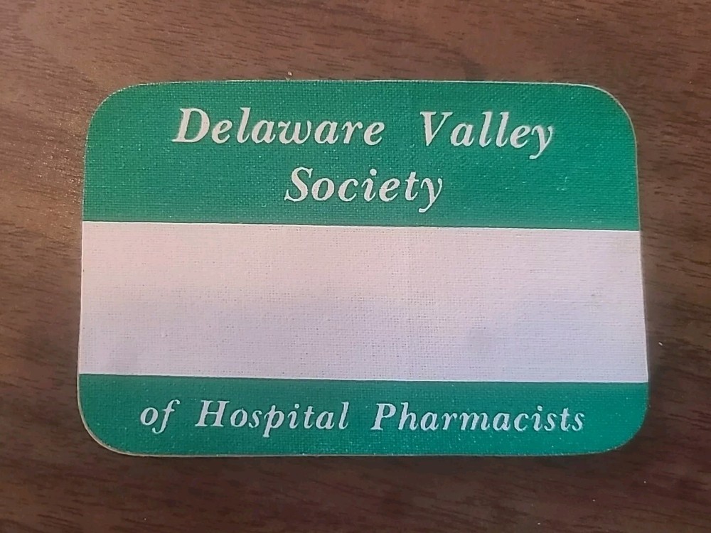 Delaware Valley Society of Hospital Pharmacists Name Tag Collectible 1970s-1980s