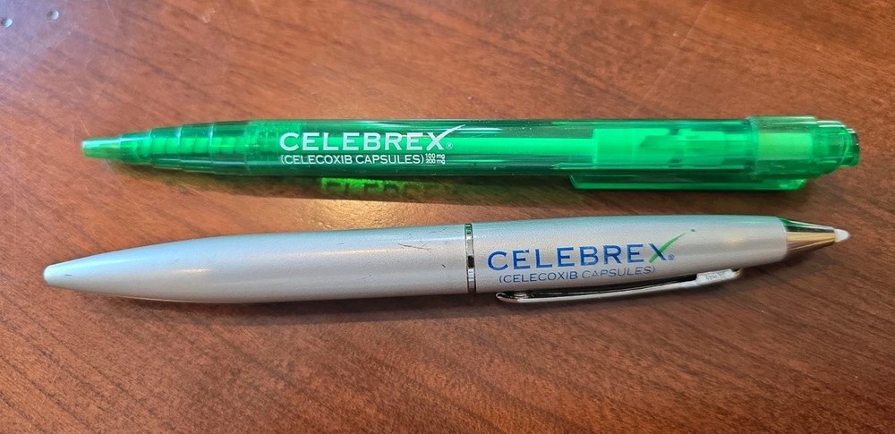 Celebrex Bextra Pens x2 Pharmaceutical Rep Promo Metal Plastic Medical