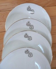 4 Vintage Crestware Owens Illinois Pharmacist RX Dr Caduceus Dinner Plate