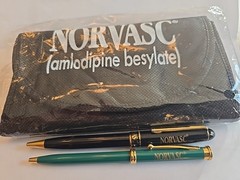 NORVASC Metal Pens + Tote Bag Pharmaceutical Promo RARE Medical – Pens Write!