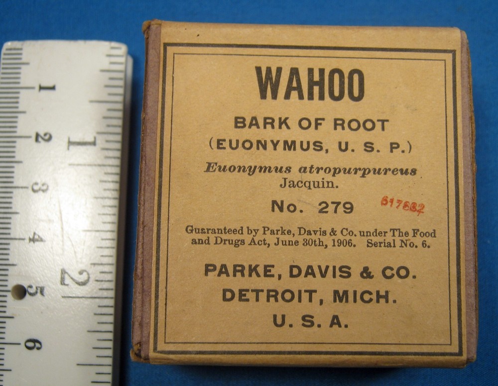 VINTAGE PARKE-DAVIS WAHOO PAPER PACKAGE FREE SHIPPING CC