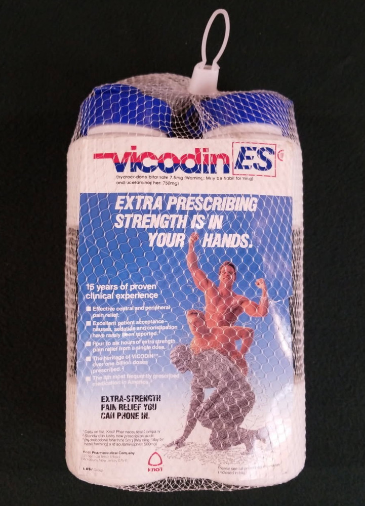 NOS Vintage 1980’s Pharmaceutical Promo Vicodin ES Water Bottle Dumbbells