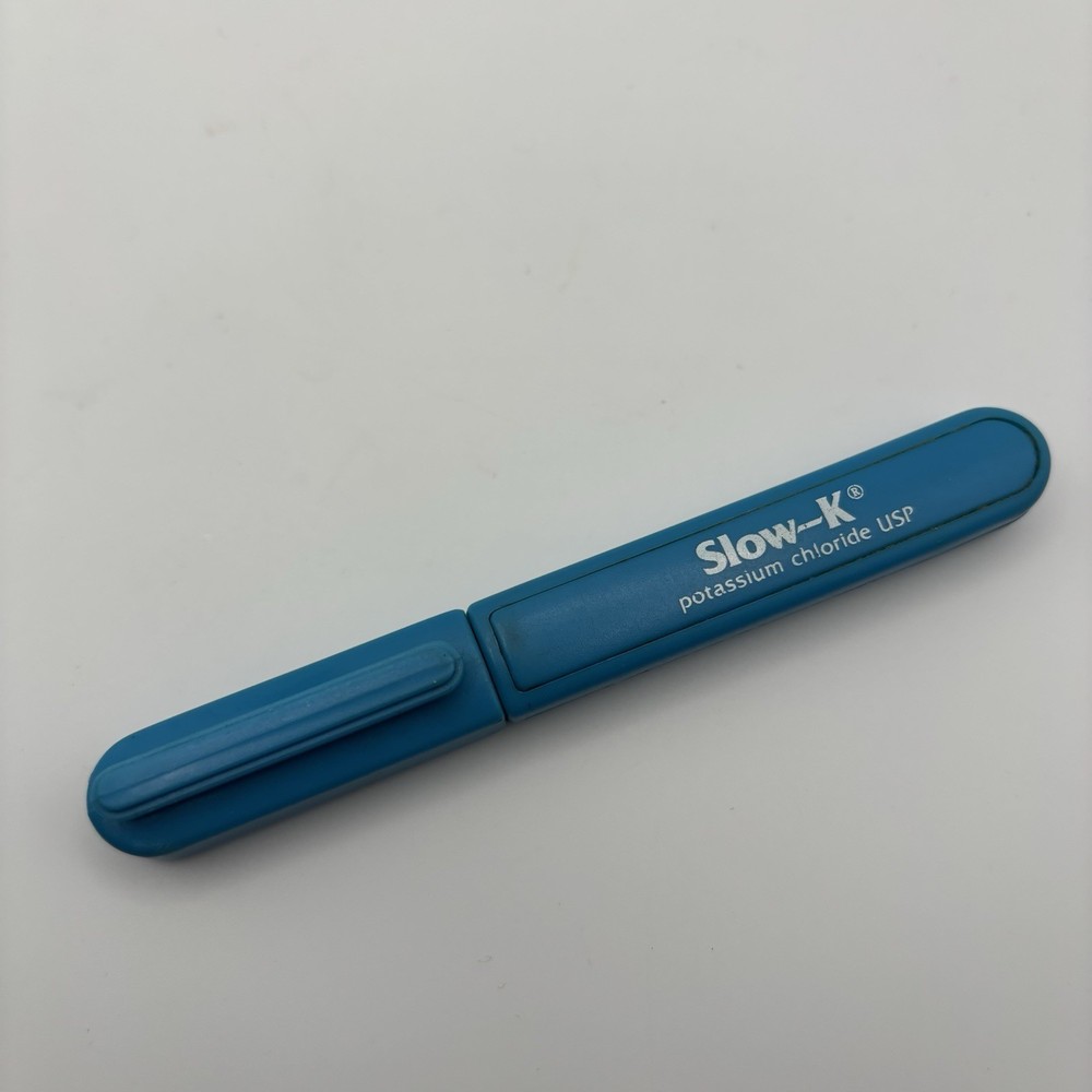 Vtg SLOW-K Travel Scissors Blue Drug Rep Potassium Chloride USP