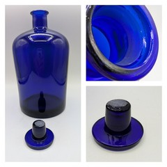 Chemist Apothecary Pharmacy Bottle Cobalt Blue 9.5” Glass Stopper Vintage