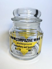 Compazine Vintage Drug Rep Pharmaceutical Advertising Glass Apothecary Jar w Lid