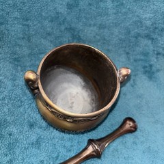 Vtg Heavy Brass Schering 5” Mortar & Pestle Coricidin Pharmacy Fraternities #OO