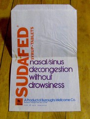 vintage 1970s pharmaceutical advertising bag SUDAFED EMPIRIN Burroughs Wellcome
