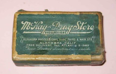 1948 Vintage McKay Drug Store Pill Box Alhambra California Prescriptions #883775
