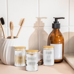 6 Pcs Apothecary Jars Glass Jars with Lids for Bathroom Holder Glass Cotton B…