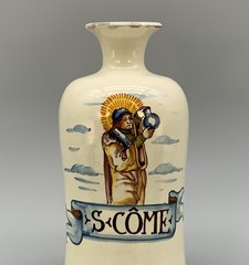 19th-Century French Saint Come Earthenware Apothecary Drug Chemist Jar Bottle
