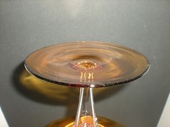 12″ Amber Apothecary Jar Empoli Italian Canister Circus Tent Lid Vtg Hand Blown