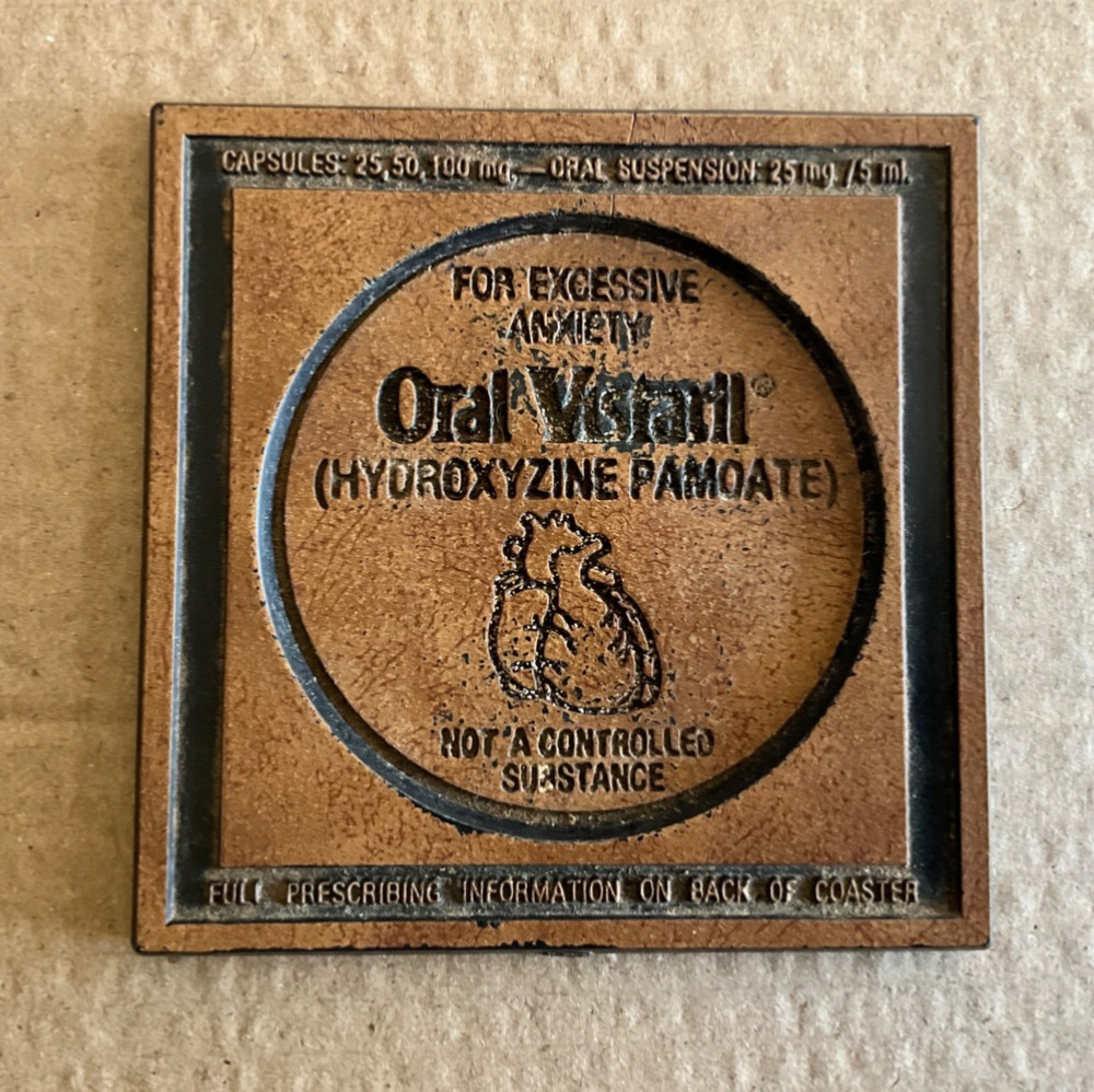 Pfizer VINTAGE coaster advertising Oral Viserall (hydroxyzine pamoate)