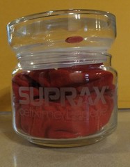 VINTAGE SUPRAX GLASS JAR WITH LID PHARMACEUTICAL DRUG REP COLLECTIBLES