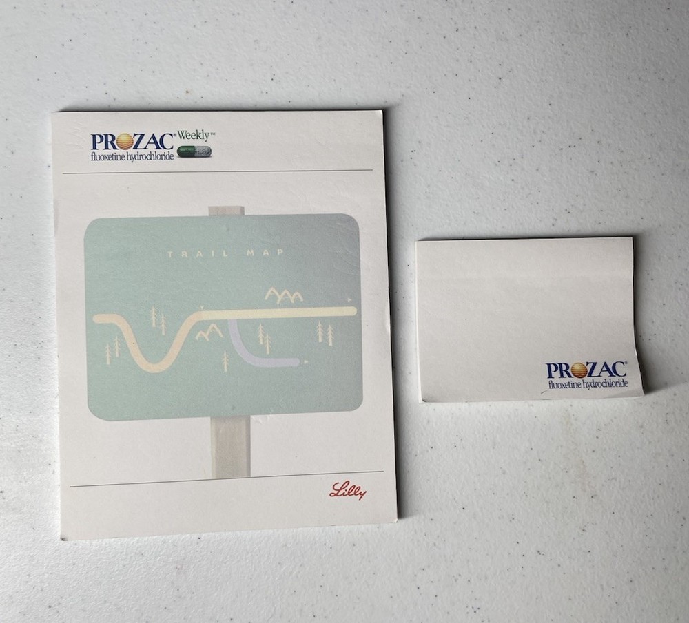 Prozac Pharmaceutical Drug Rep Collectible Notepad Sticky Note 1990s