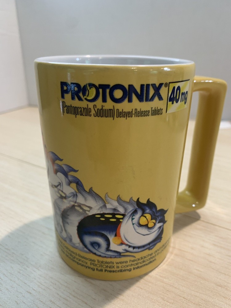 Medical Advertising Ceramic Coffee Cup Protonix (Pantoprazole Sodium) 40mg/ I.V.