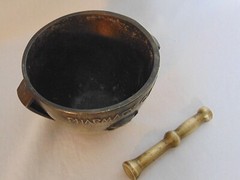 Mortar And Pestle Schering Pharmaceutical Class 1968 Vtg Brass Apothecary 4″