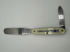 Tums “Rare” Advertising Letter Opener, Knife & Pharmacy Pill Counter