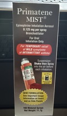 Primatene Mist Epinephrine Inhalation Aerosol 160 Sprays. 09/2027