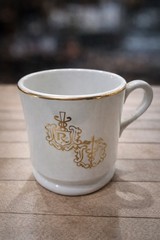 Pharmacy Apothecary Rx Coffee Cup Vintage Porcelain Mug Gold Trim