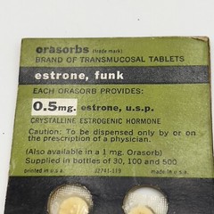 1950’s Vintage Orasorbs Estrogenic Tablets Casimir Funk Labs for collection
