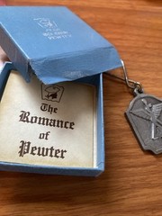Vintage The Romance Of Pewter Medical Symbol Keychain