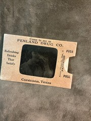 Rare 1920s black & white 3-D image movable PENLAND Drug company Corsicana TX