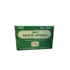 Vintage Empty Gelatin Capsules Lilly No. 00 Original Box – Eli Lilly and Company