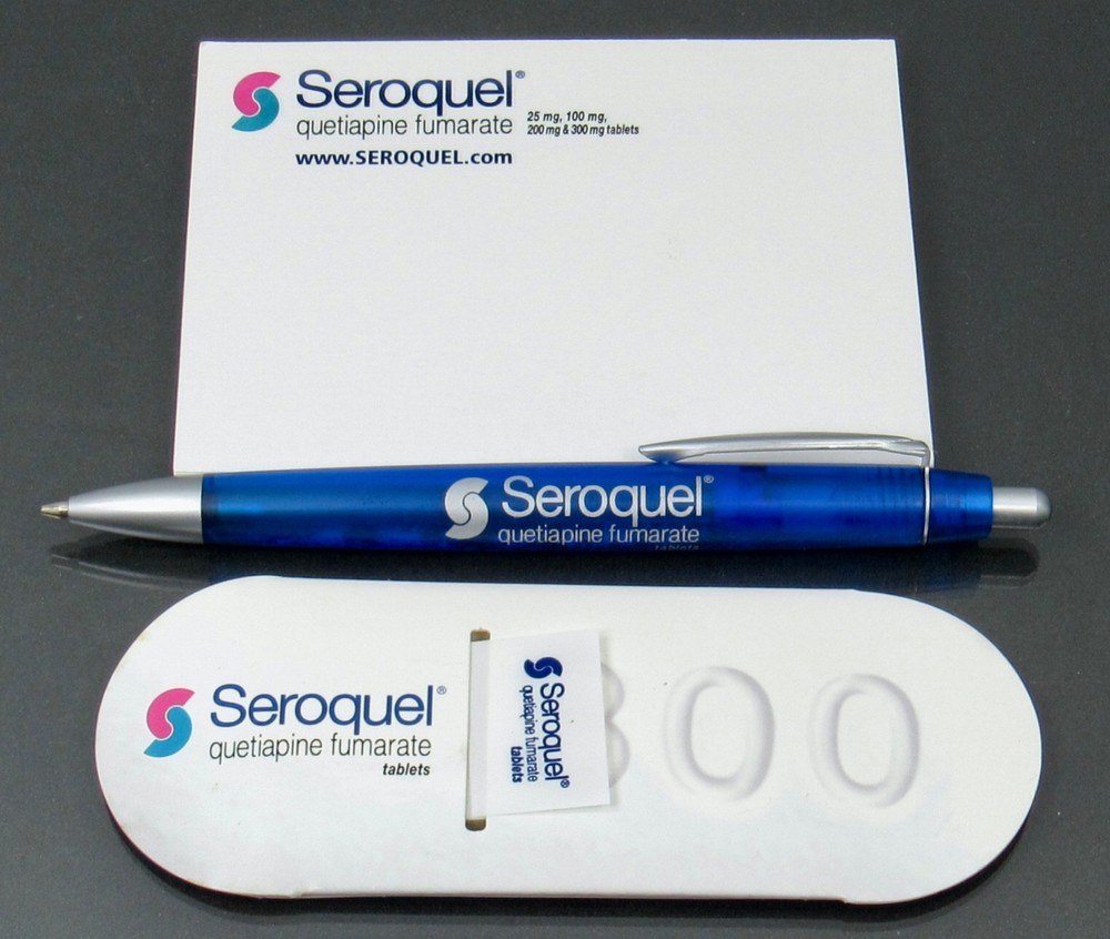 Seroquel Blue PEN, Sticky Notes, Page Flags Drug Rep Pharmaceutical Advertising