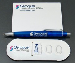 Seroquel Blue PEN, Sticky Notes, Page Flags Drug Rep Pharmaceutical Advertising