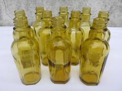 2 X Old Small Green Medicine Glass Pharmacy Bottle Approximately 9.7 Cm Green