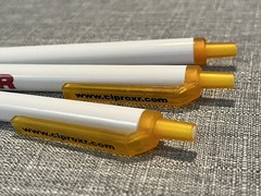 Lot of THREE Cipro XR drug rep pens – cheerful colors – Free Shipping!