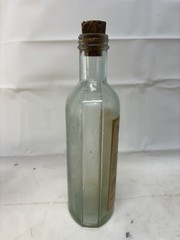 Vintage Blue Line Chemical Glass Medicine Bottle Label & Cork! THYMOLIDINE Pint