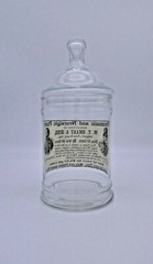 Vintage W.P. SMART & SONS Paste Medicine Glass Apothecary Jar Circus Tent Lid 8″