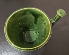 Vintage Coricidin Green Pottery Mug RX Galen Schering Pharmacy Cup Mortar Pestle