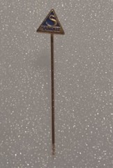 SANDOZ Pharmaceutical small vintage triangle stick pin badge LSD Albert Hofmann