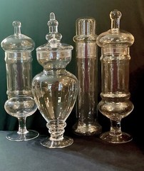 Vintage 15.5” Footed Apothecary Jar Finial Lid Pharmacy Candy Display