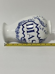 1989 Lilly Made in Portugal Blue & White Apothecary 10″ Vase Diascord