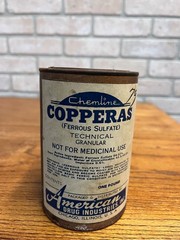 Vintage Chemline Copperas Granular Drug Store Jar Can w/ Contents