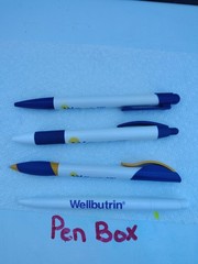 Wellbutrein Pens 4 Lot Drug Rep Plastic Various Pharma Movie Prop New Swag Adver