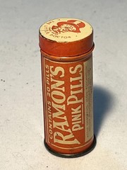 c1930s Ramon’s Pink Pills Brown Mfg Co. distributors Le Roy New York Medical Tin