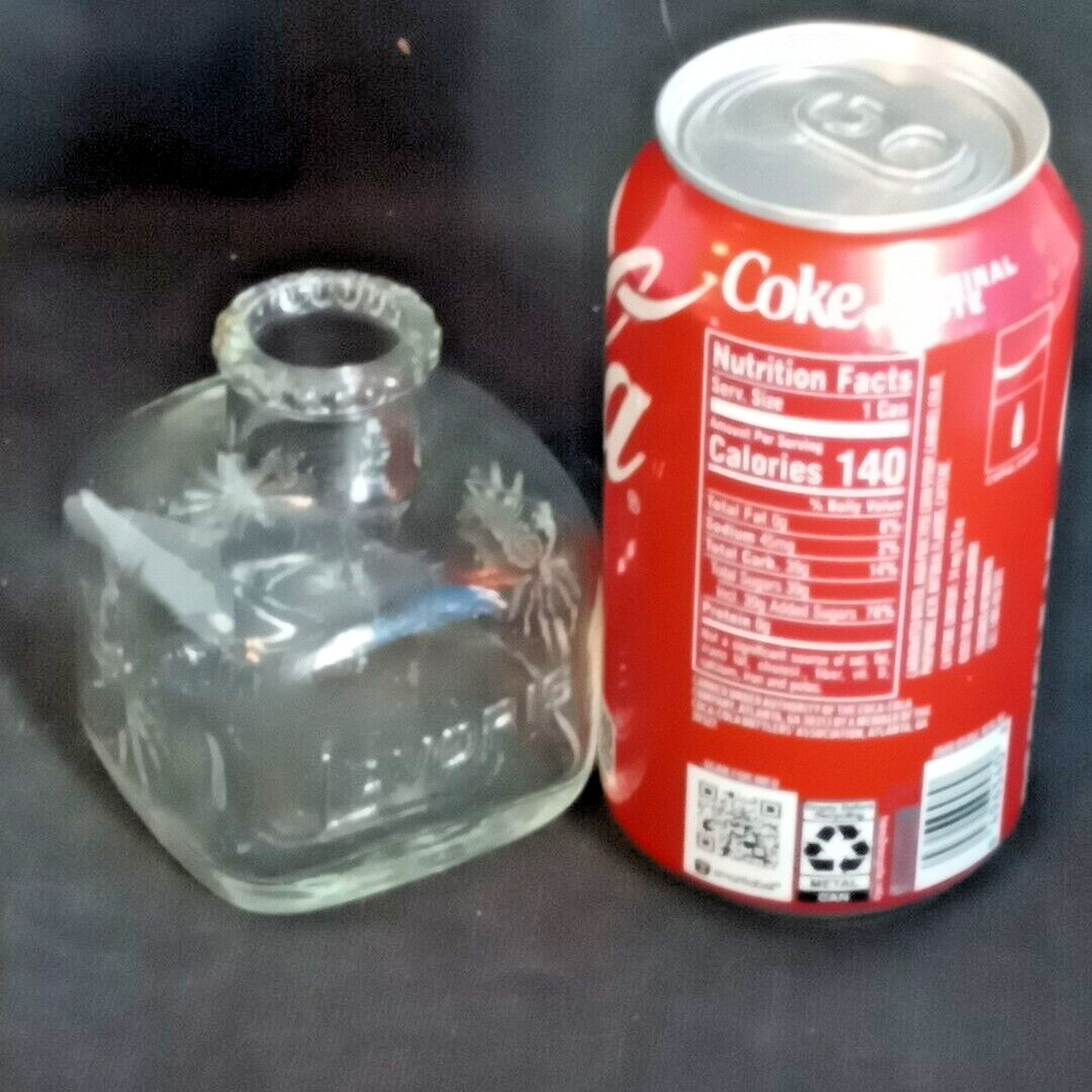 Vintage Lavoris Clear Glass Mouthwash Square Jar Bottle Starburst design EUC