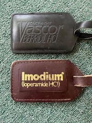 pharmaceutical drug rep tote & laptop carry bag & leather id tags