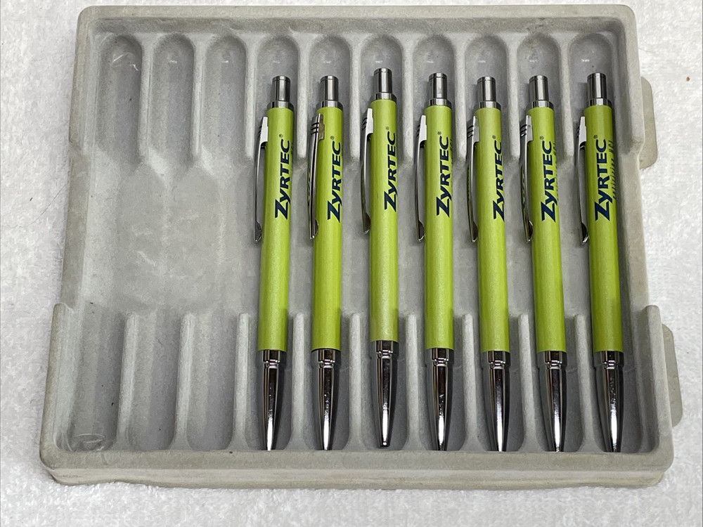 Zyrtec Pen Drug Rep Pens Pharma Metal Weighted Promo Tested and working Lot of 7